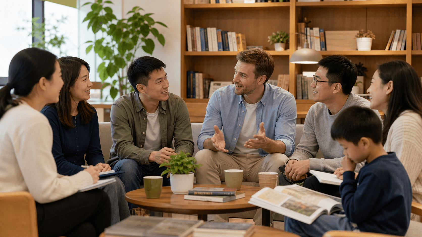 外教带领英语社交课堂的照片